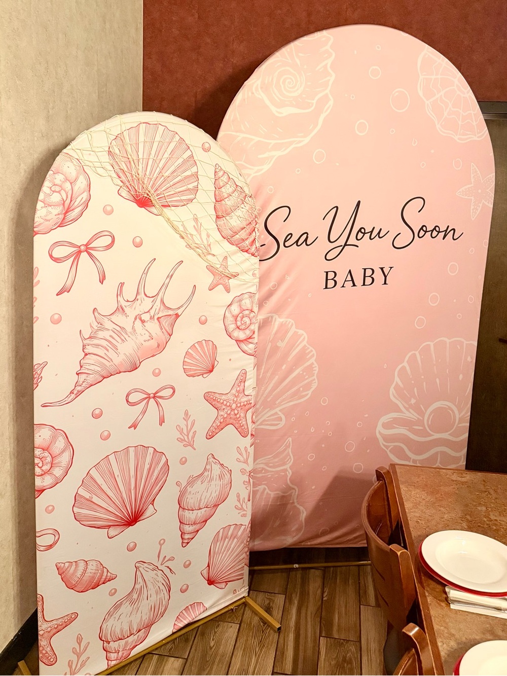Sea You Soon Baby Pink Shell Photo Backdrop